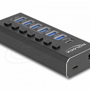 Delock USB Хъб, 7 портa, 10 Gbps, 6 x USB-A, 1 x USB-C