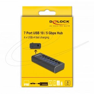 Delock USB Хъб, 7 портa, 10 Gbps, 6 x USB-A, 1 x USB-C - Image 5