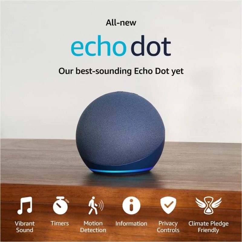 Преносима смарт тонколона Amazon Echo Dot 5, Гласов асистент, Alexa, Тъмносиня - Image 3