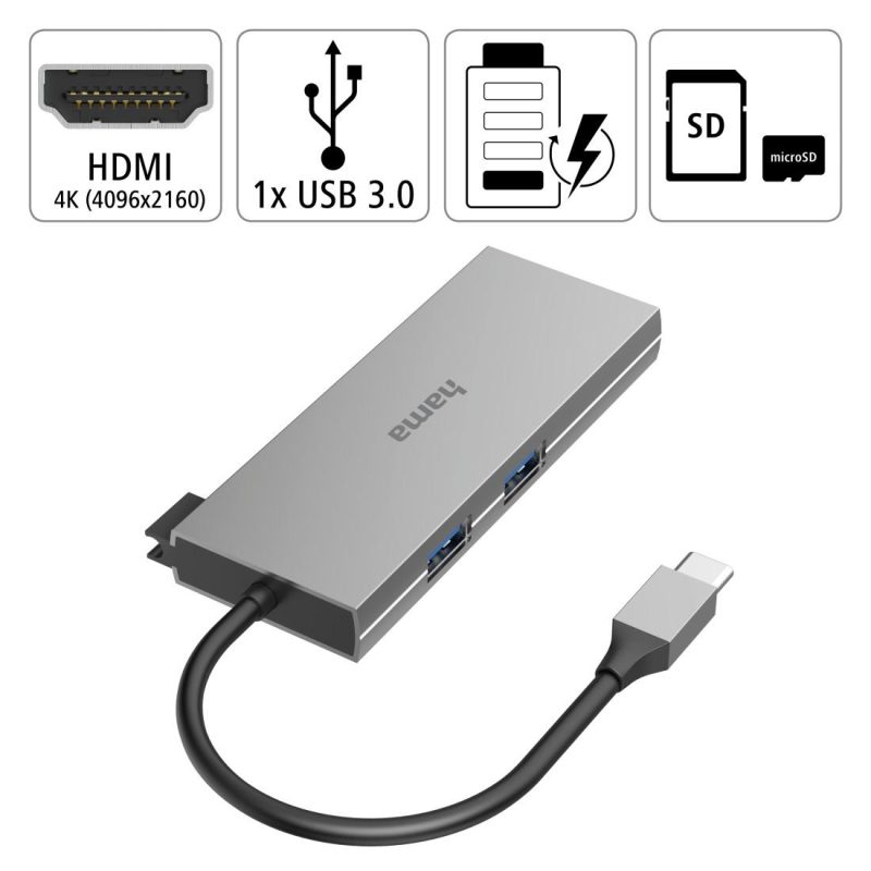 6-портов хъб USB-C, 2 x USB-A, USB-C, HDMI, SD, microSD - Image 4