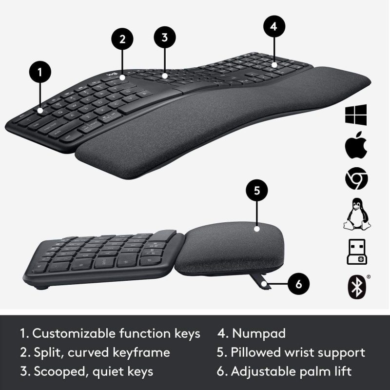 Безжична клавиатура Logitech ERGO K860 - Image 8
