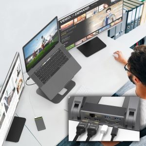 Поставка за лаптоп с докинг станция j5create JTS427, до 16", USB-C, HDMI, 4K - Image 4