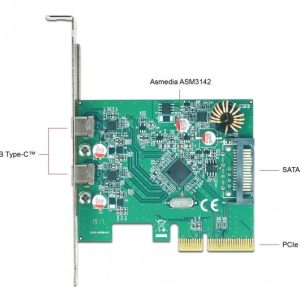 Карта Delock, PCI Express x4 към USB-C (USB 3.1 Gen 2) женско, 10 Gbps - Image 4
