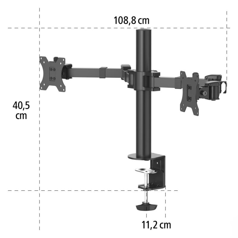 Стойка за 2 монитора за бюро HAMA Регулируема, 13" - 35", 15 кг, Swivel/Tilt, Черна - Image 7