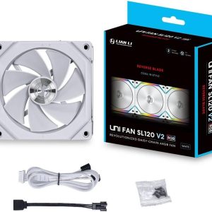 Вентилатор Lian Li Uni Fan REVERSE SL V2, 120mm, ARGB, Бял - Image 6