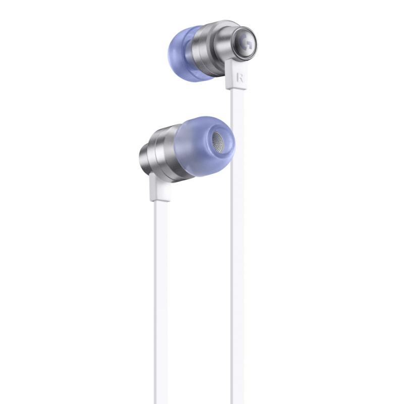 Геймърски слушалки с микрофон Logitech G333 In-ear 3.5 mm + USB-C adapter, тапи жични, бели - Image 2