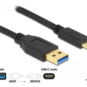 Кабел Delock SuperSpeed, USB-A мъжко - USB-C мъжко, (USB 3.2 Gen 2), 10 Gbps, 1 м, Черен - Image 2