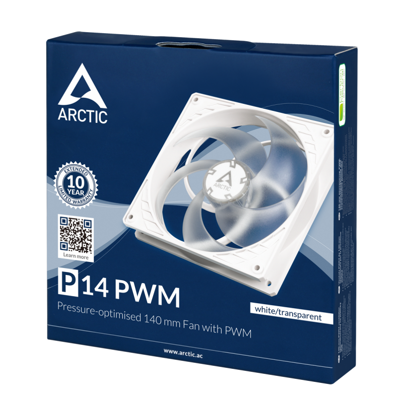 Вентилатор ARCTIC P14 PWM White/Transparent - Image 4