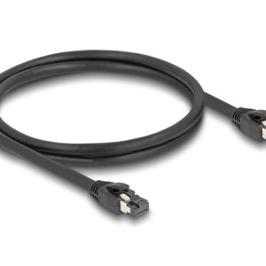Мрежови кабел Delock, Cat.8.1 S/FTP, 1 m, Доo 40 Gbps, Черен