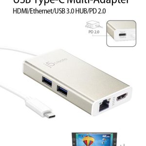 Мултипортов USB-C адаптер j5Create JCA374, HDMI, Ethernet, USB 3.0 хъб, PD 2.0 - Image 3