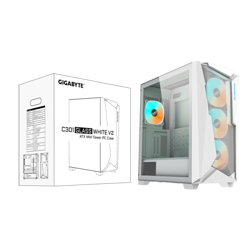 Кутия Gigabyte C301 WHITE V2, TG, Mid-Tower - Image 8