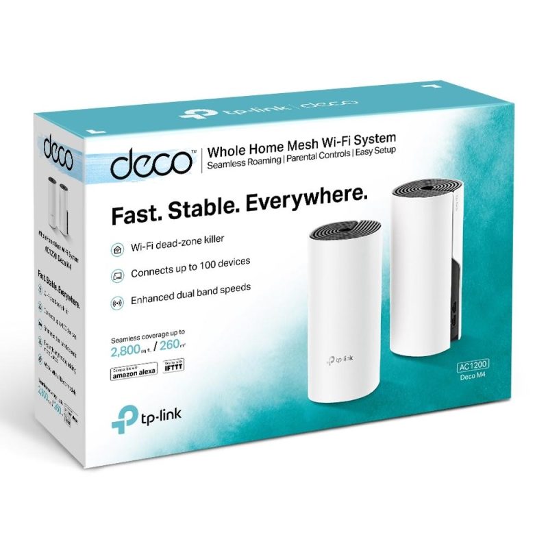 Безжичен рутер TP-Link Deco M4, AC1200, 2.4/5 GHz, 300 -  867 Mbps, Gigabit, 2 бр. в комплект - Image 3