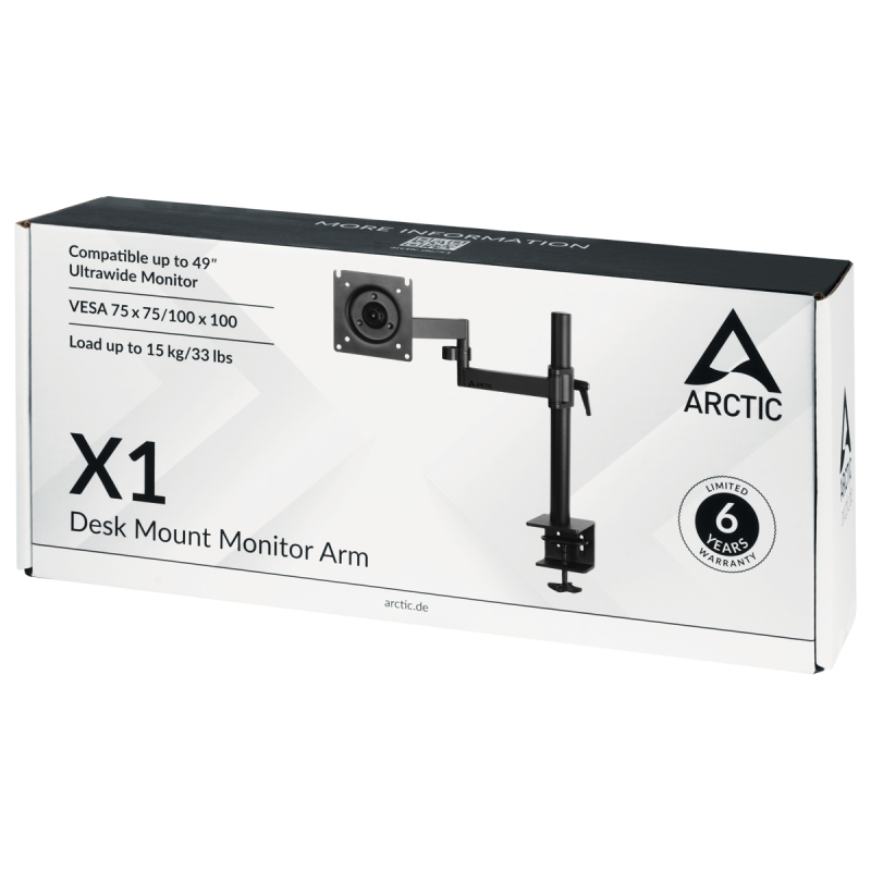 Стойка за монитор за бюро ARCTIC X1, Регулируема, 13"-49", 15 кг, Черна - Image 7