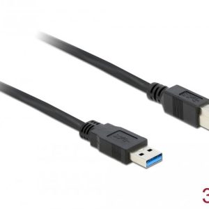 Кабел Delock USB-A мъжко - USB-B мъжко, 3 м, USB3.0, Екраниран, Черен - Image 2