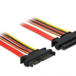 Удължителен кабел SATA III DeLock, SATA 6 Gb/s 22 pin мъжко - SATA 22 pin женско, (3.3 V + 5 V + 12 V), 20 cm