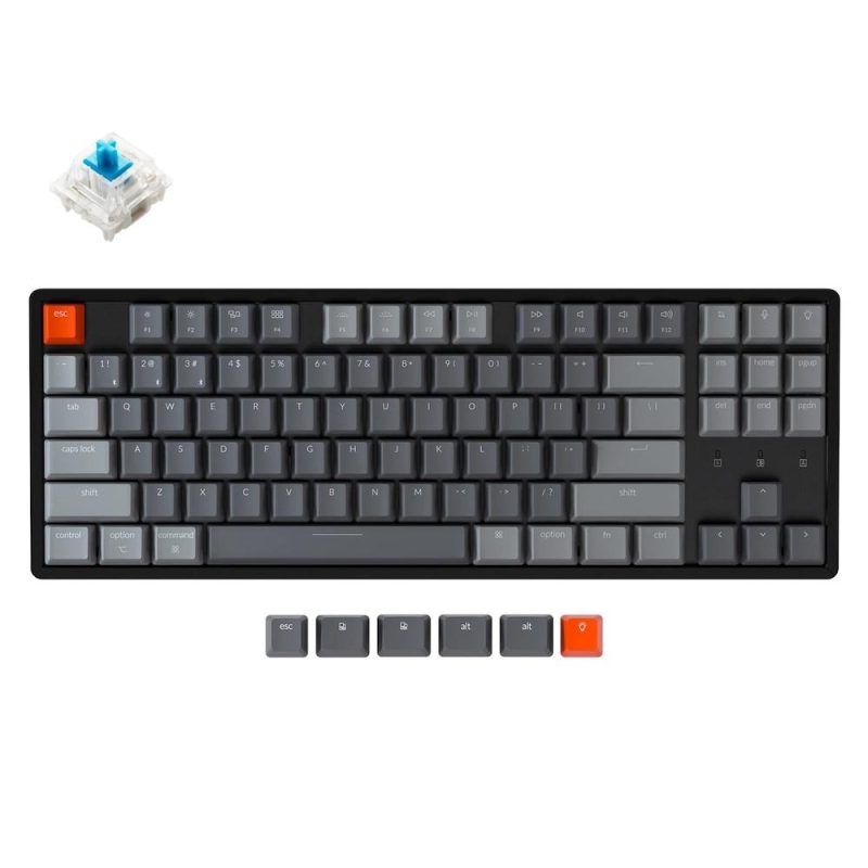 Геймърска Механична клавиатура Keychron K8, Aluminum, Hot-Swappable, TKL Gateron Optical Blue Switch, RGB LED ABS - Image 2
