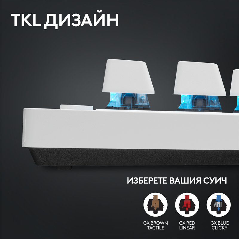 Геймърска механична клавиатура Logitech G Pro X TKL White - Tactile - Image 6