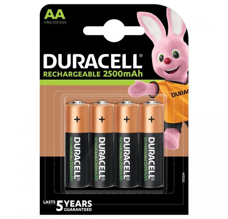 Акумулаторна батерия DURACELL R6 AA, 2500mAh NiMH, 1.2V, 4 бр. в опаковка
