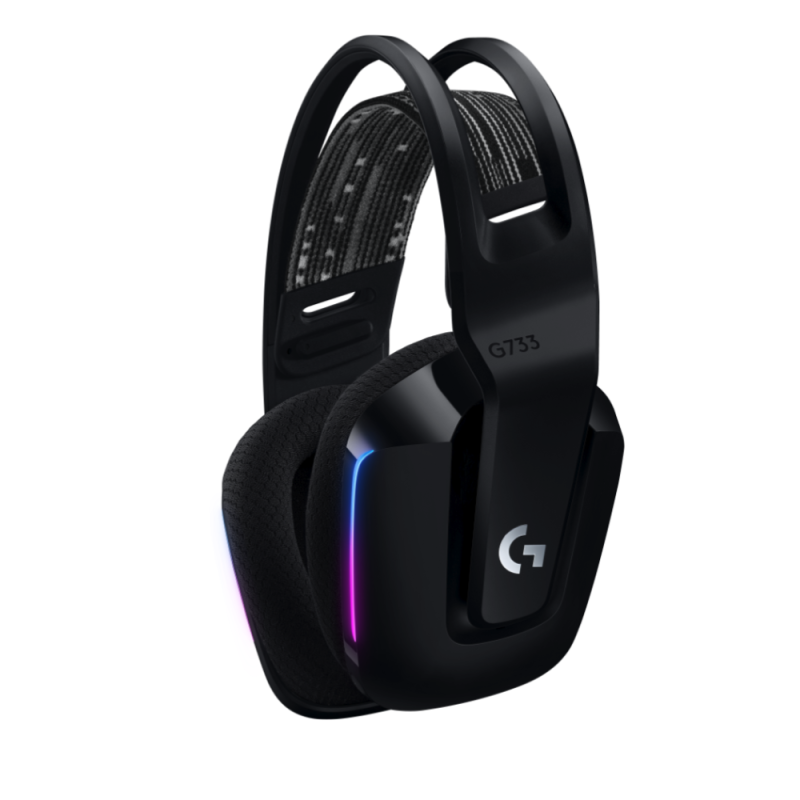 Геймърски слушалки Logitech G733 Lightspeed Wireless RGB, Микрофон, Черни - Image 2