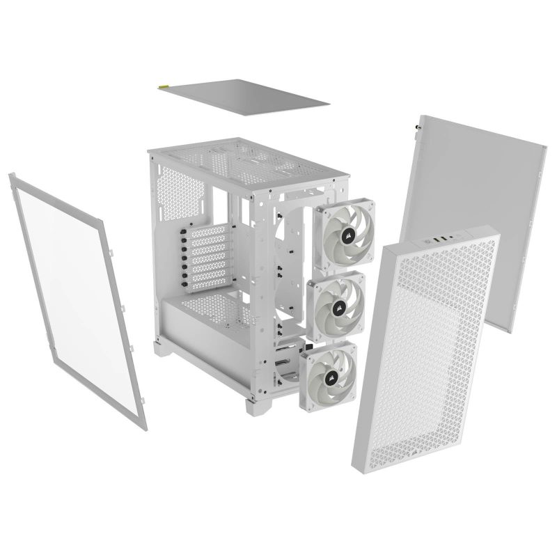 Кутия Corsair 3000D RGB Airflow Mid Tower, Бял - Image 4