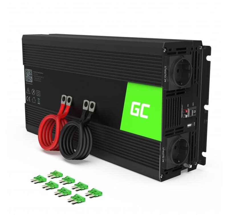 Инвертор GREEN CELL, 12/220V,  DC/AC, 1500W/3000W, Модифицирана синусоида