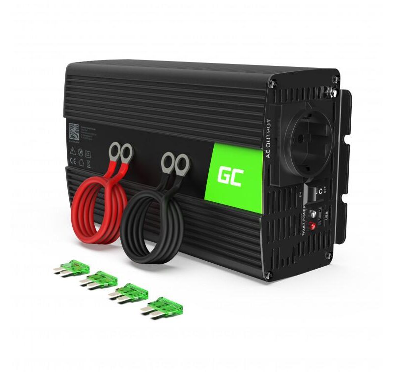 Инвертор GREEN CELL, 12/220V,  DC/AC 1000W/2000W, Модифицирана синусоида