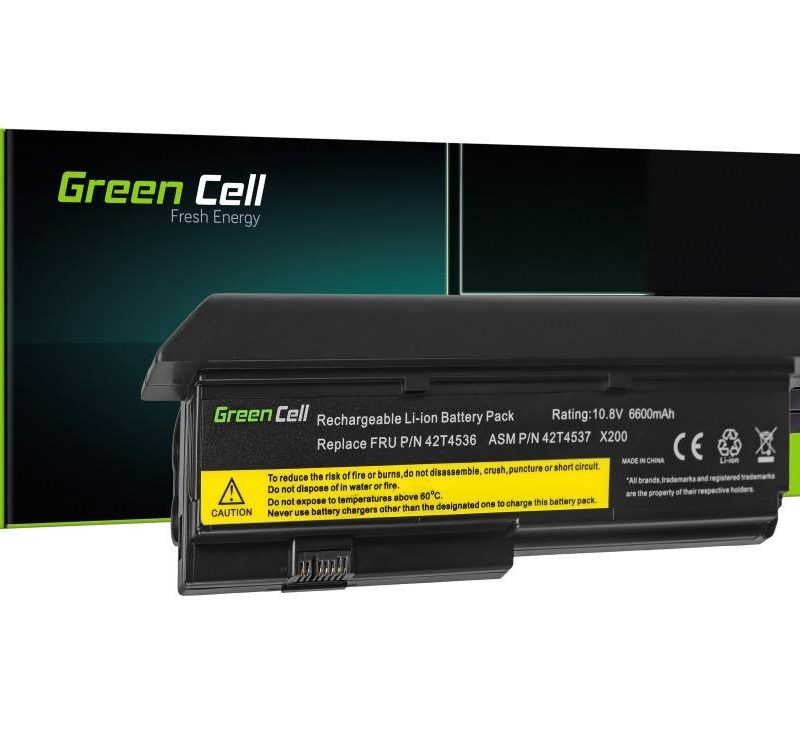 Батерия за лаптоп GREEN CELL, IBM Lenovo ThinkPad X200 X201 X201i 42T4534, 10.8V, 6600mAh