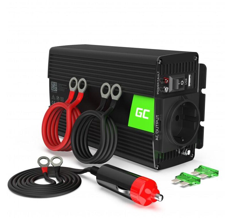 Инвертор GREEN CELL, 12/220V, DC/AC, 500W/1000W, Модифицирана синусоида