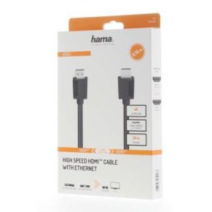 Кабел HAMA 205004, HDMI мъжко - HDMI мъжко, 4K, 18Gbit/s, Ethernet, 0.75 м, Екраниран, Черен - Image 2