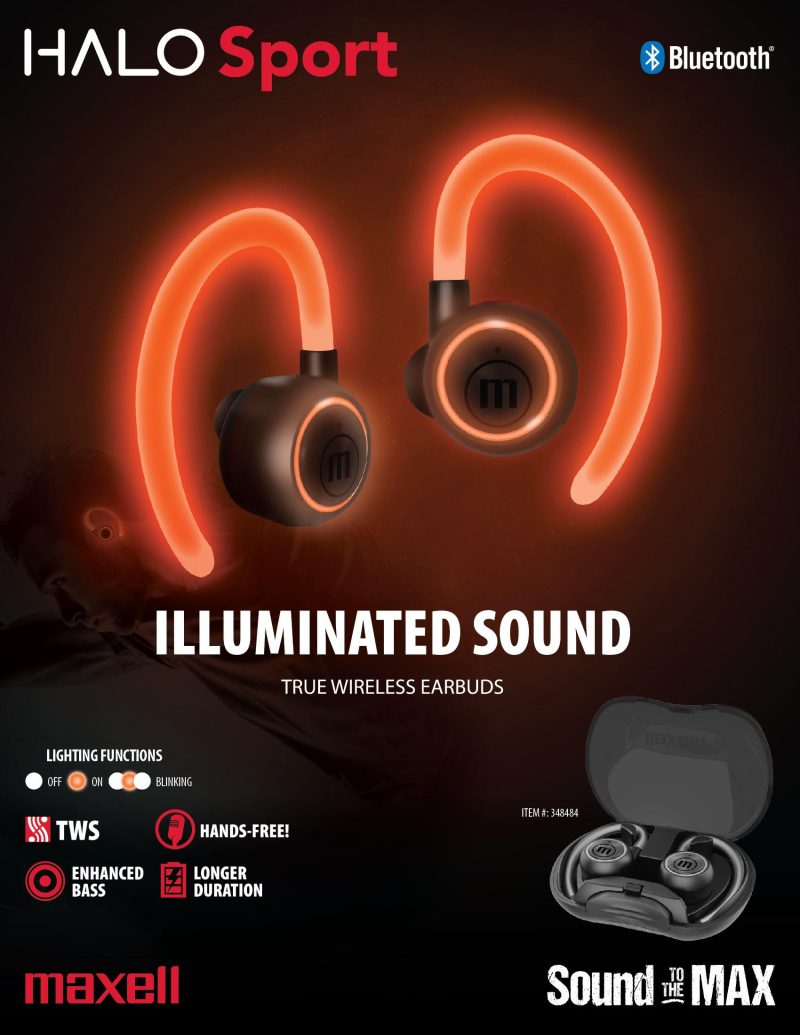 Блутут слушалки-тапи MAXELL HALO SPORT, Bluetooth 5.0, Черни - Image 3