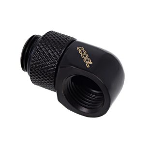 Въртящ се L-конектор Alphacool Eiszapfen, G1/4 AG auf G1/4 IG, Черен мат