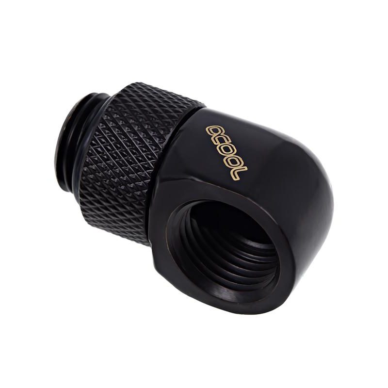 Въртящ се L-конектор Alphacool Eiszapfen, G1/4 AG auf G1/4 IG, Черен мат