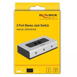 Превключвател Delock, Ръчен, 3 x 3.5 mm Jack, Черен/Сив - Image 4