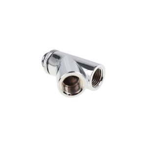 Y-конектор Alphacool Eiszapfen, Въртящ се, 45°, G1/4 външна към 2 x G1/4 вътрешна резба, Сребрист