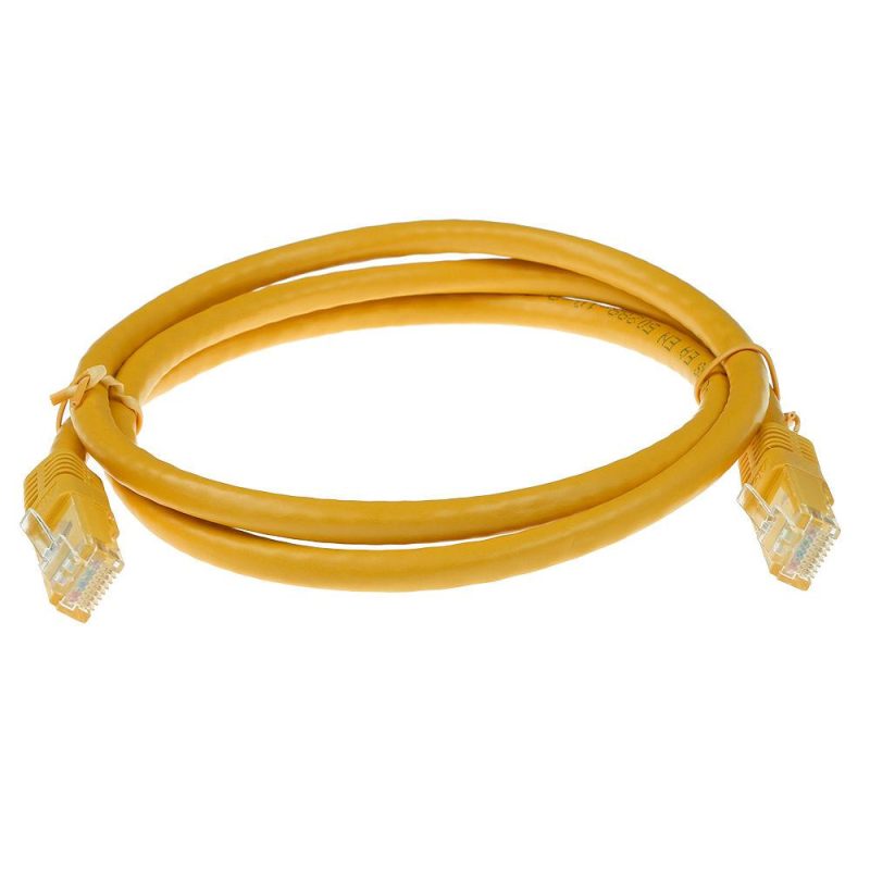 Мрежов пач кабел ACT U/UTP, CAT 6, RJ-45 - RJ-45, 3 m, Медни проводници, Жълт, Булк опаковка - Image 2