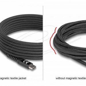 Delock Кабел USB-C, PD 60W, магнитна текстилна обвивка, 2 m - Image 4