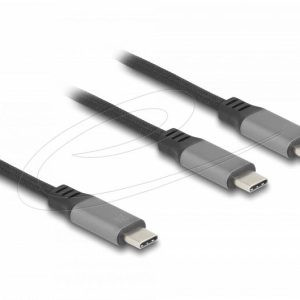Delock Кабел USB-C, Y-кабел, 2 x USB-C PD 3.0, 100 W, 1.2 m