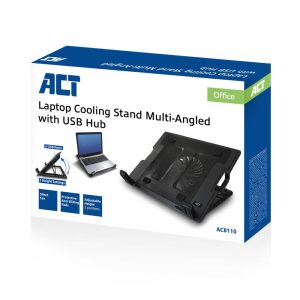 Охладител за лаптоп ACT, До 17", С един вентилатор, 2 x USB хъб, Черен - Image 7