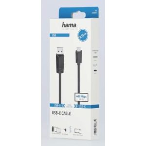 Кабел HAMA  USB-C мъжко - USB 2.0 A мъжко, 480Mbit/s,0.75 м, Черен - Image 2