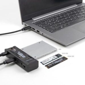 Станция Delock USB-C, 1 x M.2 NVMe SSD + 1 x SATA SSD / HDD, Клониране - Image 4