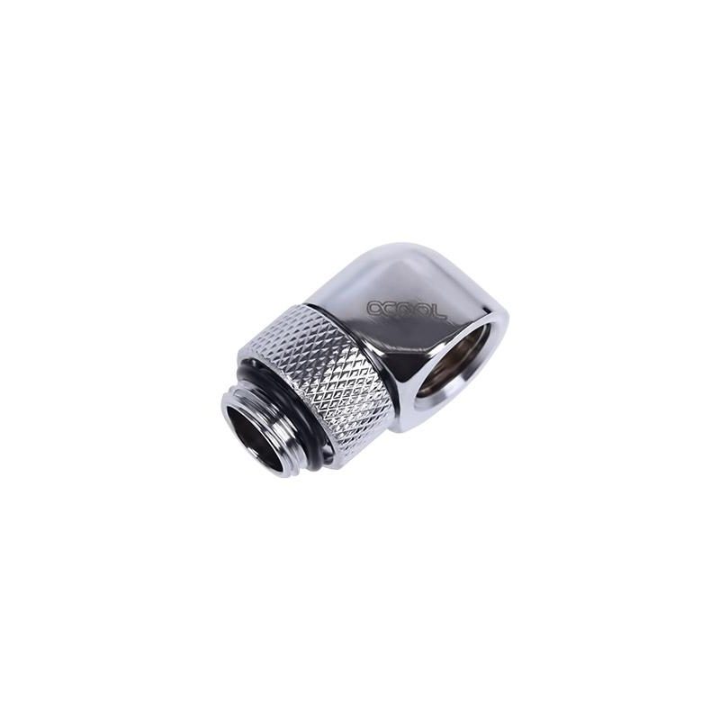 L-конектор Alphacool HF, Въртящ се, G1/4 външна към G1/4 вътрешна резба, Сребрист