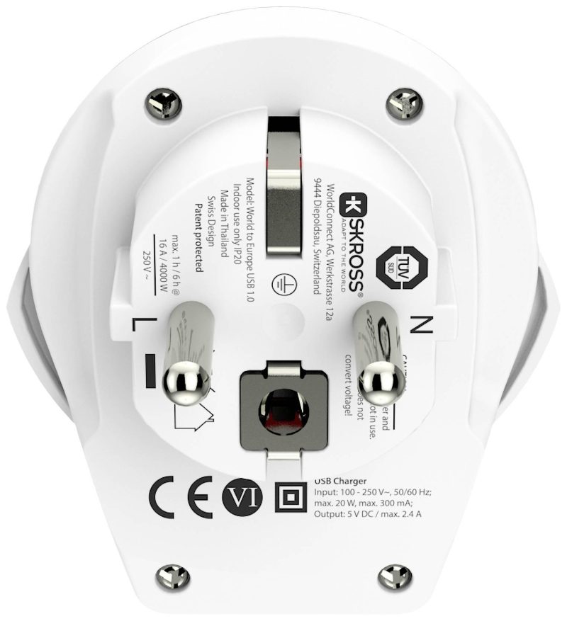 Адаптер SKROSS World to Europe 1500266, USB, Бял - Image 4