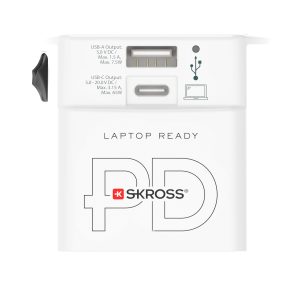 Адаптер SKROSS AC65PD, USB-A, USB-C, 1.302976, World, Бял - Image 3