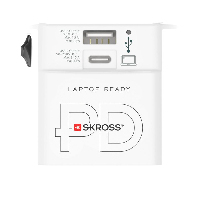 Адаптер SKROSS AC65PD, USB-A, USB-C, 1.302976, World, Бял - Image 3