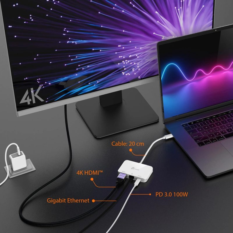 Мрежови адаптер/хъб/ j5create JCA351, Gigabit, 4K HDMI - Image 4