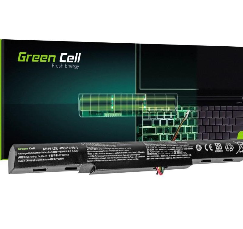 Батерия  за лаптоп GREEN CELL, Acer Aspire E 15 E15 E5-575 E5-575G E 17 E17 E5-774 E5-774G AS16A5K, 14.8V, 2200mAh