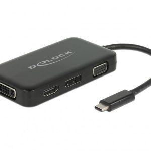 Адаптер 4 в 1 Delock 63929 USB-C мъжко - VGA / DVI / DP / HDMI женско, Черен