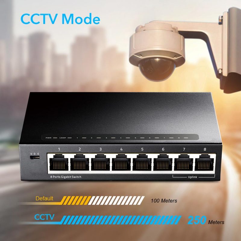 Суич Cudy GS108, 8 портов, 10/100/1000, Auto-MDI/MDIX, Метален корпус - Image 5