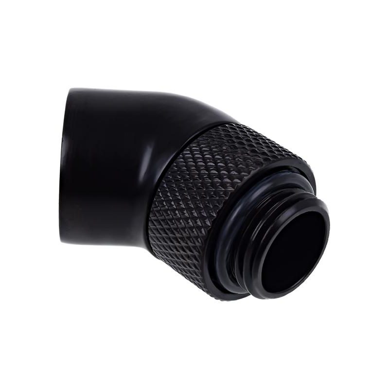 Ъглов адаптер Alphacool Eiszapfen, 45°, G1/4 външна към G1/4 вътрешна резба, Черен мат