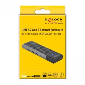 Външна стойка Delock, За M.2 NVMe PCIe или SATA SSD, USB-C 3.2 Gen 2, Инсталация без инструменти - Image 5